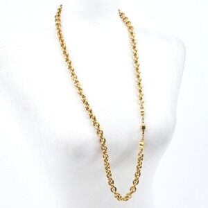 Vintage Monet Heavy 36" Gold-Tone Chunky Textured Rolo Link Necklace Signed
